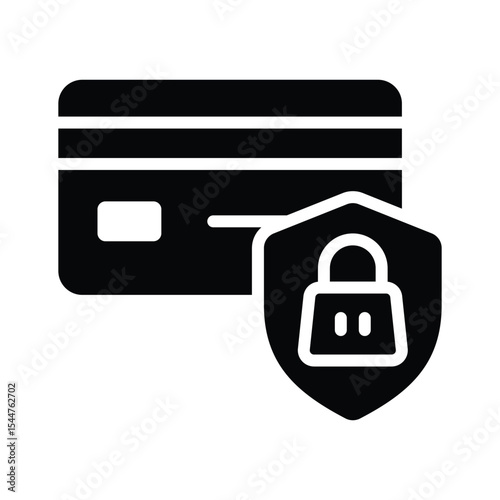 Easy to edit glyph style icon showing secure card with lock