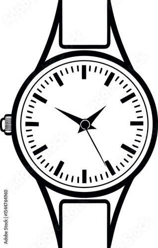 A wristwatch with a minimalist design Vector Silhouette