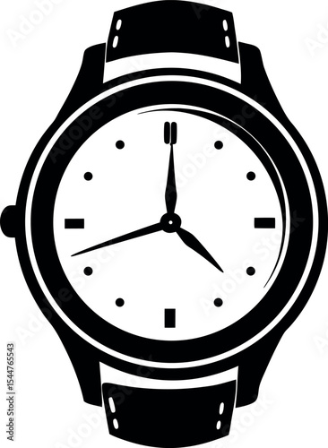 Silhouette of a Stylish Wristwatch with Leather Strap 