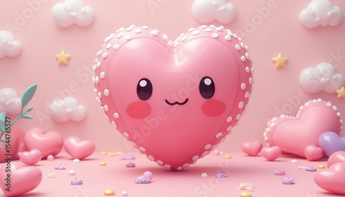 Pink Heart with Face and Candies