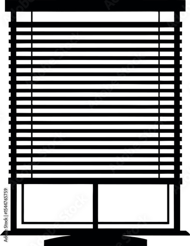 Monochromatic depiction of a window with closed Venetian blinds offering privacy Vector Silhouette