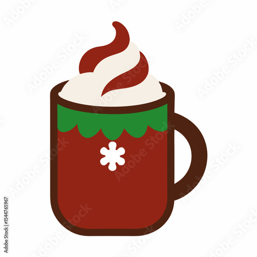 Christmas coffee cup drink icon vector on white background.
