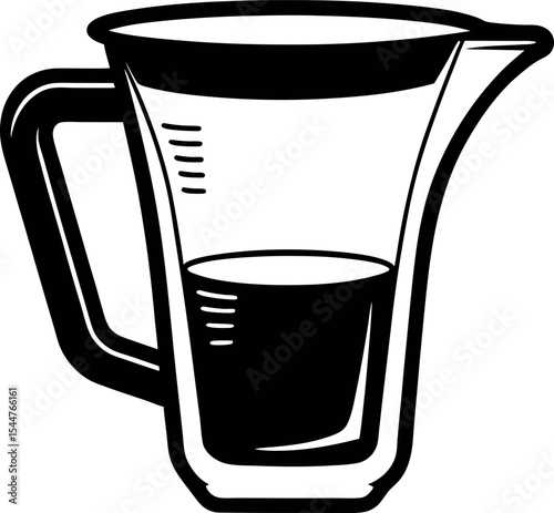 A measuring cup with liquid Vector Silhouette