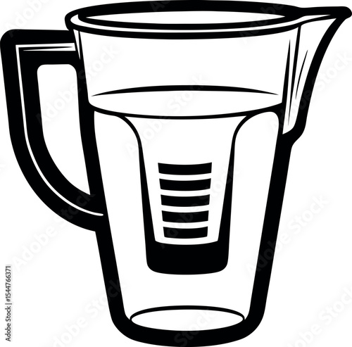 A glass measuring pitcher half full Vector Silhouette