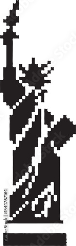 Iconic Freedom Emblem: A stylized silhouette of the Statue of Liberty, standing tall as a symbol of freedom, hope, and democratic ideals.