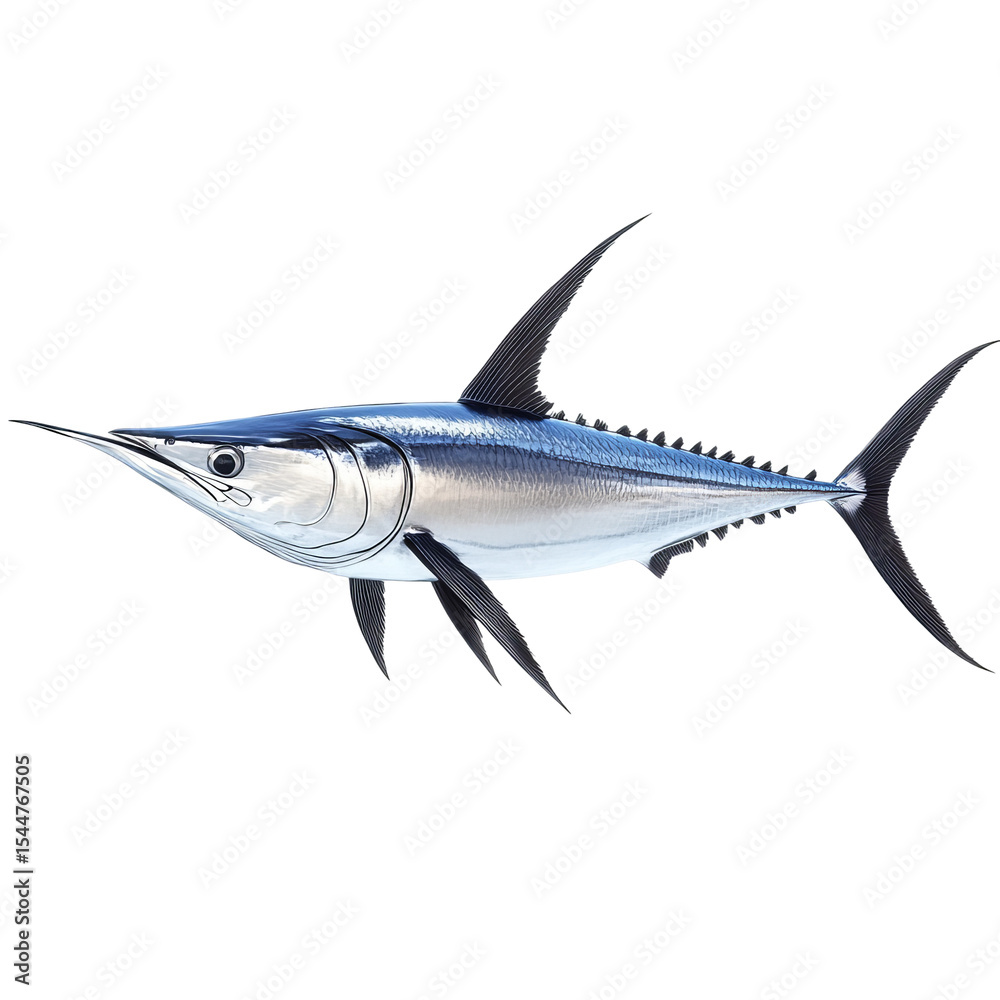 Obraz premium Swordfish in the Sea: A striking image of a swordfish, its streamlined body and impressive sword, perfectly captured against the vast ocean backdrop, showcasing the magnificence of marine life.