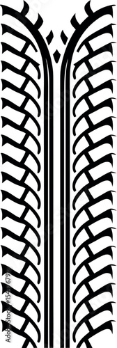 Abstract Tire Tread Pattern Design with Central Stripes Vector Silhouette