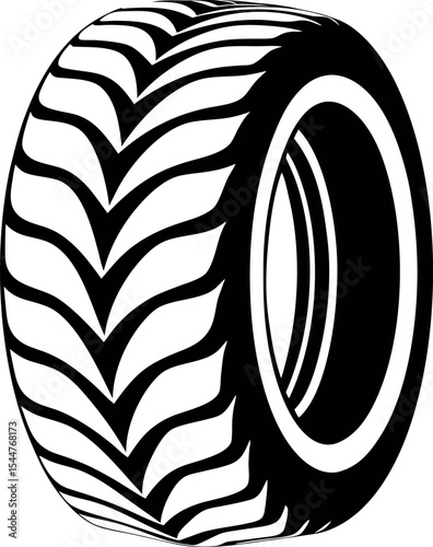 A large heavy duty tractor tire in Vector Silhouette