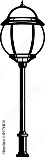 Stylized Illustration of a Vintage Street Lamp with Dome Vector 