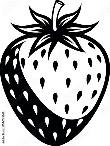 Stylized illustration of a ripe luscious strawberry Vector Silhouette