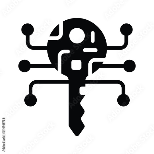 Easy to edit icon of digital key designed in glyph style