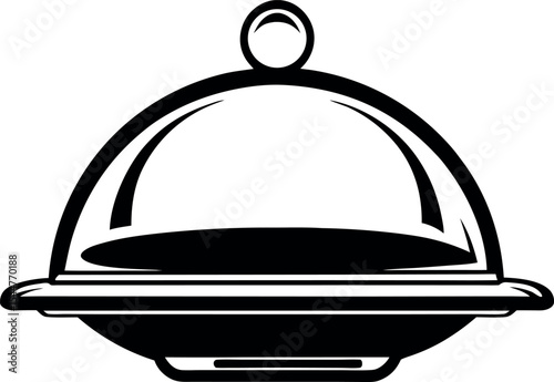 Elegant Cloche Illustration for Restaurant or Food Service Vector Silhouette