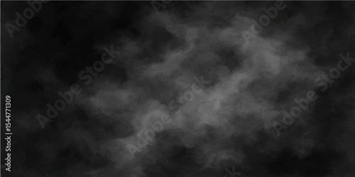 Abstract smoke clouds billow against a dark black background, creating a mysterious and textured atmosphere