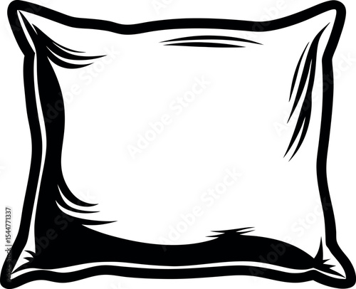 Stylized graphic illustration of a plush rectangular pillow, Vector Silhouette