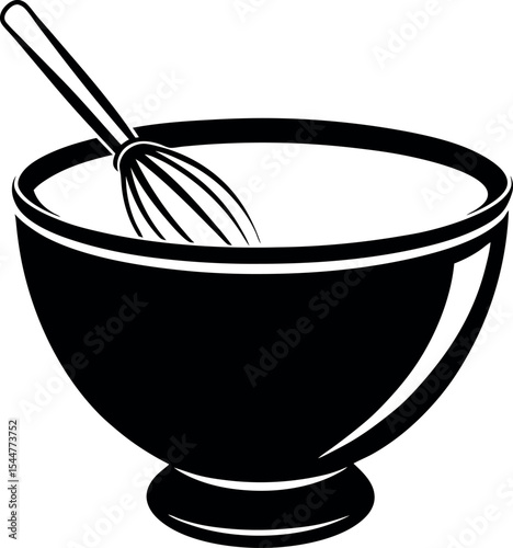 A mixing bowl with a whisk inside Vector Silhouette