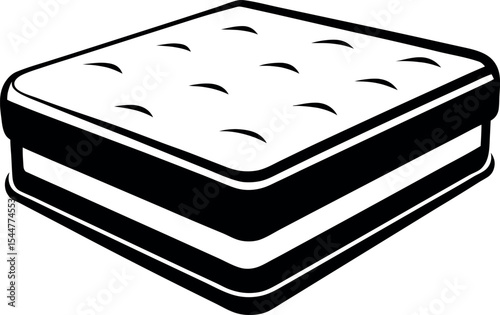 Vector graphic of a mattress with defined pillow top layering Vector Silhouette