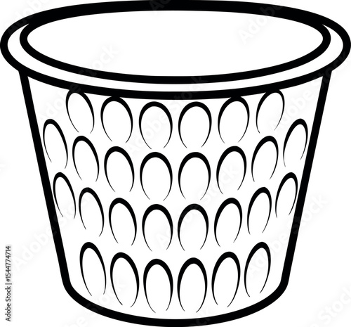 Stylized laundry basket graphic with an empty interior, isolated on Vector Silhouette