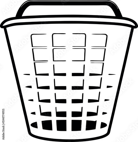An empty laundry basket icon Vector Silhouette