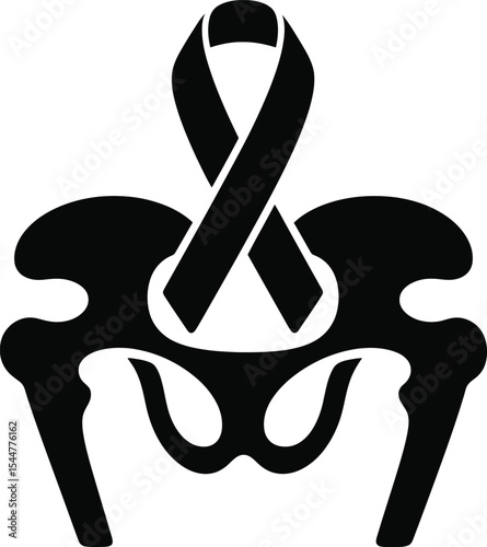 Awareness Ribbon on Hip Joint Illustration of Hip Pain and Support