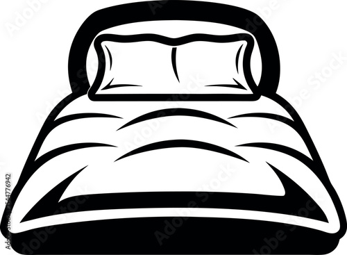 Stylized illustration of a cozy bed with a pillow Vector Silhouette