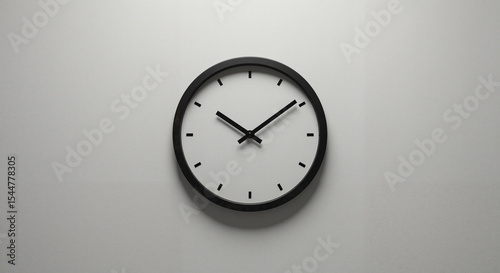 Modern wall clock with minimalist design on white background  