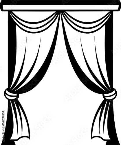 Elegant Curtain Illustration with Classic Tied Design Elements Vector 