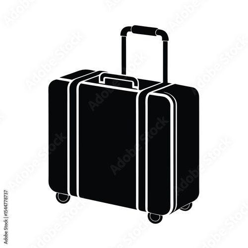 Black and White Suitcase Vector Illustration