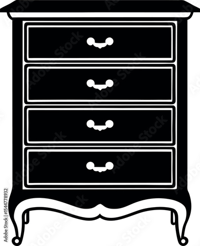 Elegant fourdrawer chest silhouette in for bedroom storage 