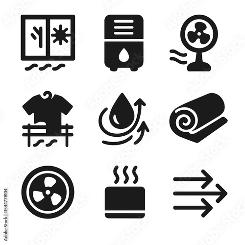 Quick Drying Hacks Icons. 