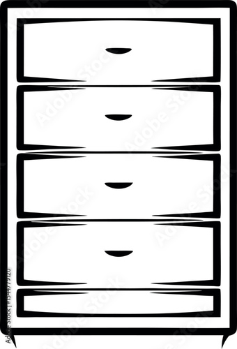 Simple illustration of a chest of drawers with five drawers