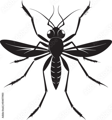 This collection of black and white images features detailed illustrations of mosquitoes, some with visible wings and legs, and one showing a mosquito on human skin.