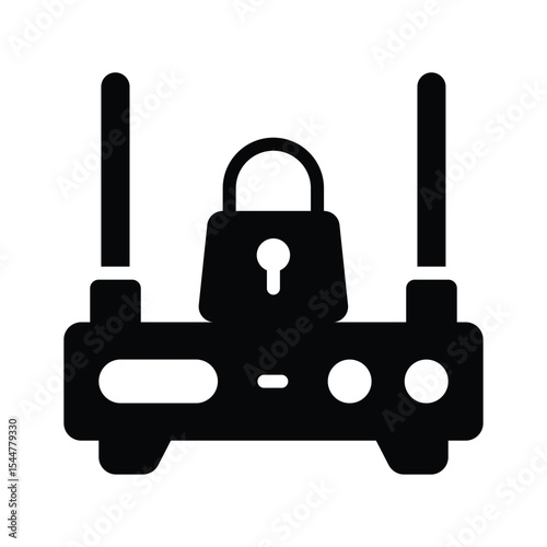 Have a look at this latest glyph icon secure router with lock