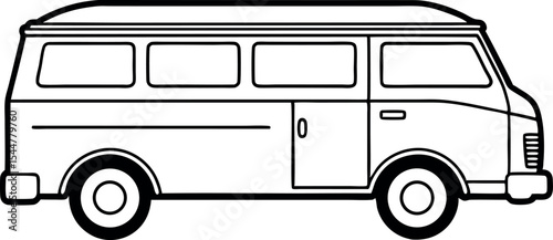 Stylized illustration of a retro camper van side view Vector  