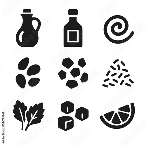Salad Toppings Icons. 