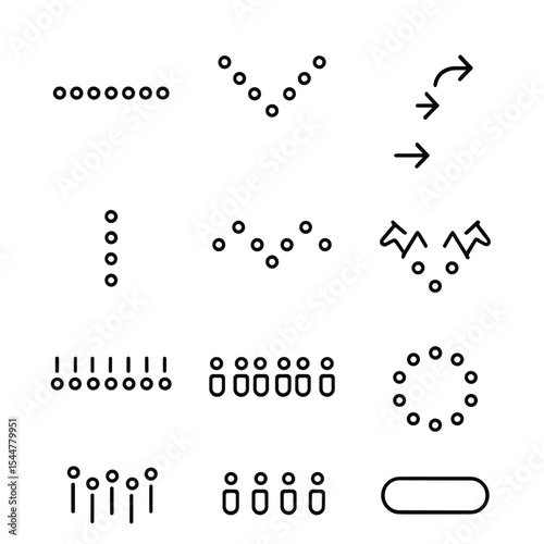 Tactical Formation Icons. Outline icon set of tactical formation layouts: phalanx line, wedge formation, flanking arrow, reserve