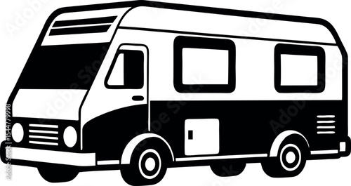 Illustration of a classic camper van for road trips Vector  