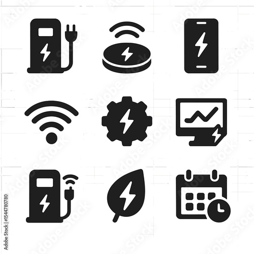 Smart EV Charging Icons.