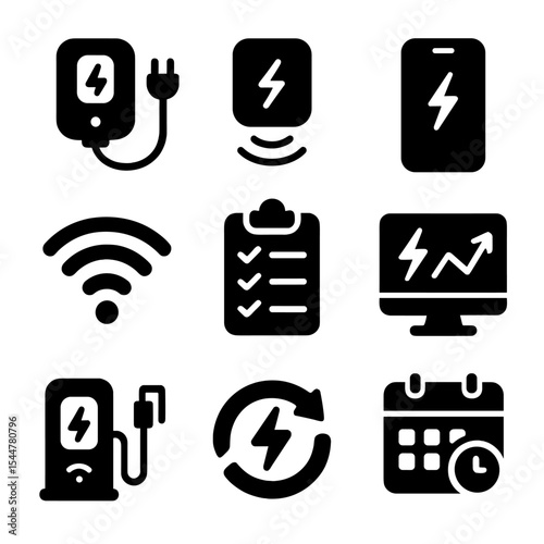 Smart EV Charging Icons. 