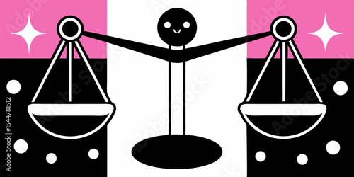 3d, Scales of Justice Hanging Against concept legal a Sparkling  purple black Background vector illustration 
