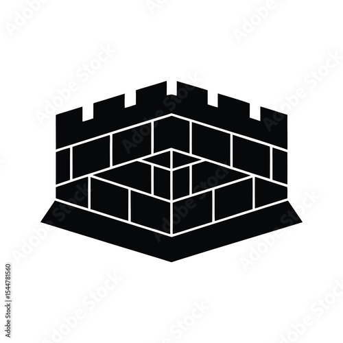 Castle Wall Corner Fortress Black Silhouette Icon