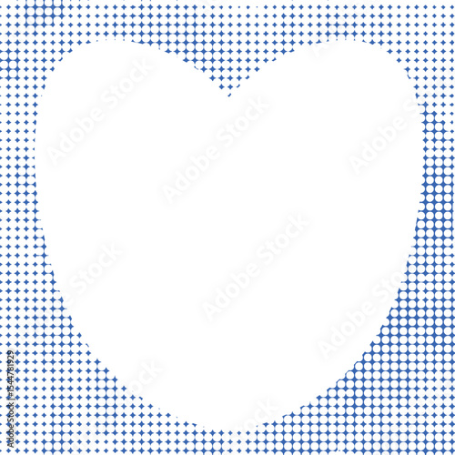 青いハーフトーンのハート型背景　Adobe Illustrator Artwork