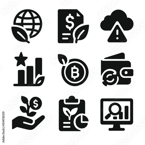 Sustainable Fintech Icons. 