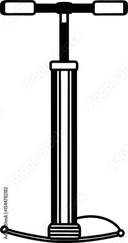 Silhouette of a floor bicycle pump, illustration of inflation device equipment  