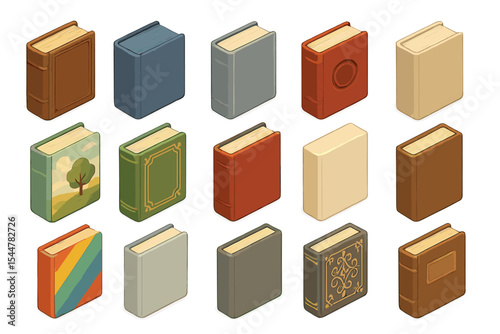 Colorful array of books with diverse cover designs and patterns displayed