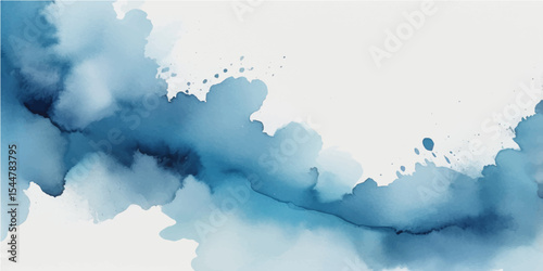 An abstract watercolor design merges with the serene expanse of a blue sky, adorned with wisps of white clouds, evoking the light and airy feel of a summer day