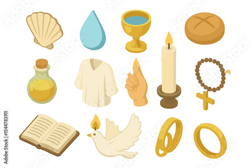 Symbols of christian sacraments: faith, worship, devotion, and spirituality
