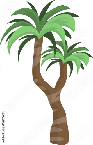 Tropical Tree Silhouette: A vibrant illustration of a palm tree against a bright blue sky, a serene depiction of paradise. A reminder of the sun-kissed beaches, tropical vibes and relaxing vacations.