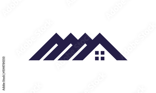 House Roof Logo Design – Minimalist Roofline Symbol Representing Real Estate, Home Construction, and Property Services