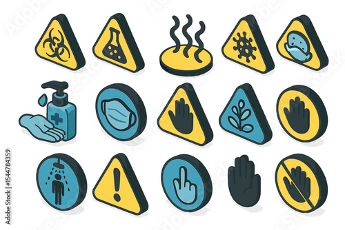 Safety and hygiene icons collection for health awareness and precaution