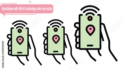 Smartphone with rfid nfc technology color icon vector